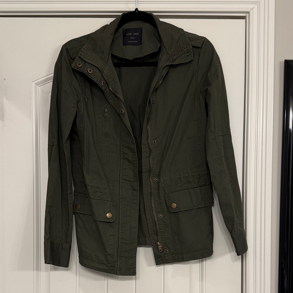 Love Tree Olive Utility Jacket, Size Small